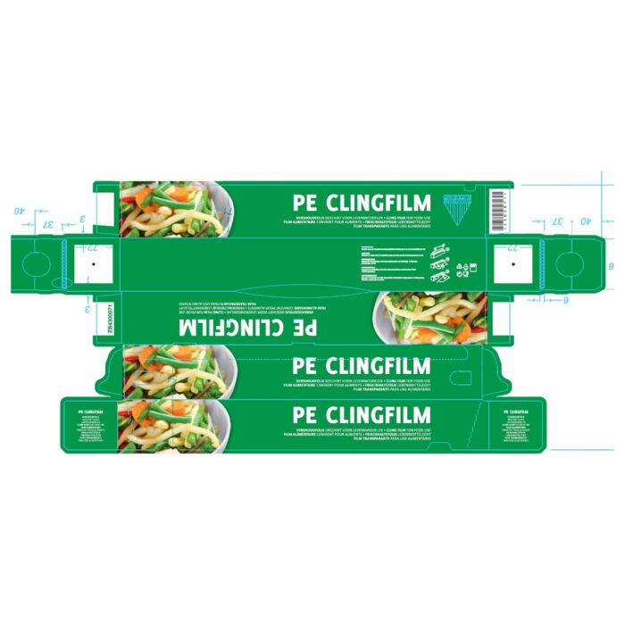 Plastfolie med Skärklinga kartong 44 cm × 300 m (polyeten)