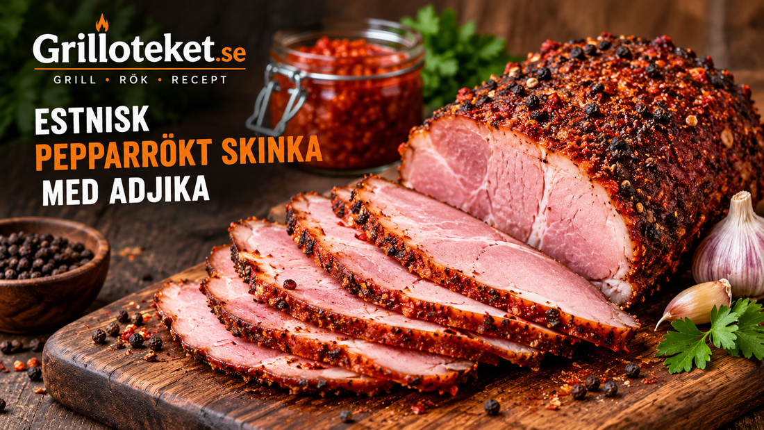 Estnisk pepparrökt skinka med adjika – recept för rökskåp