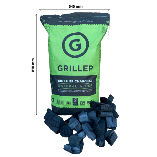 GRILLEP premium grillkol i stora delar (al) 50 ltrs påse (FSC100%)