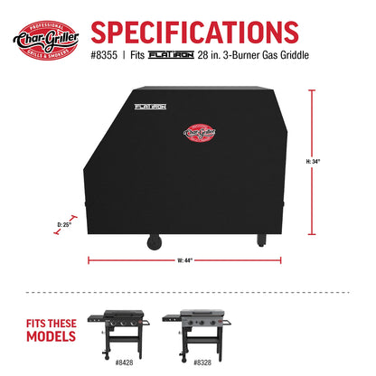 Char-Griller 3-brännare Flat Iron™ Gas Griddle-överdrag
