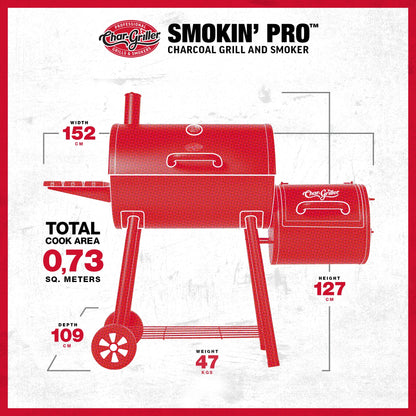 Char-Griller Smokin' Pro™ Tunngrill och Offset-rökugn