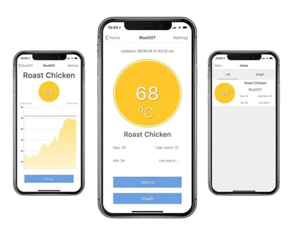 ETI BLUEDOT BBQ Bluetooth-termometer med trådgivare och larm, mörkgrå