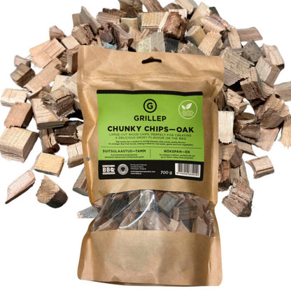 Grillep rökträflis – EK / Chunky Chips – OAK 700 g