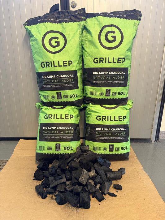 Grillep Premium Grillkol 50L × 4 – 200L Restaurangkol | Fri frakt