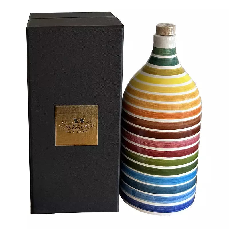 Muraglia Italiensk extra virgin olivolja i en keramisk Rainbow-flaska och presentask 1,5L
