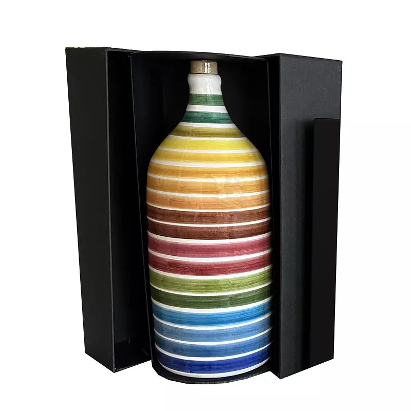 Muraglia Italiensk extra virgin olivolja i en keramisk Rainbow-flaska och presentask 1,5L