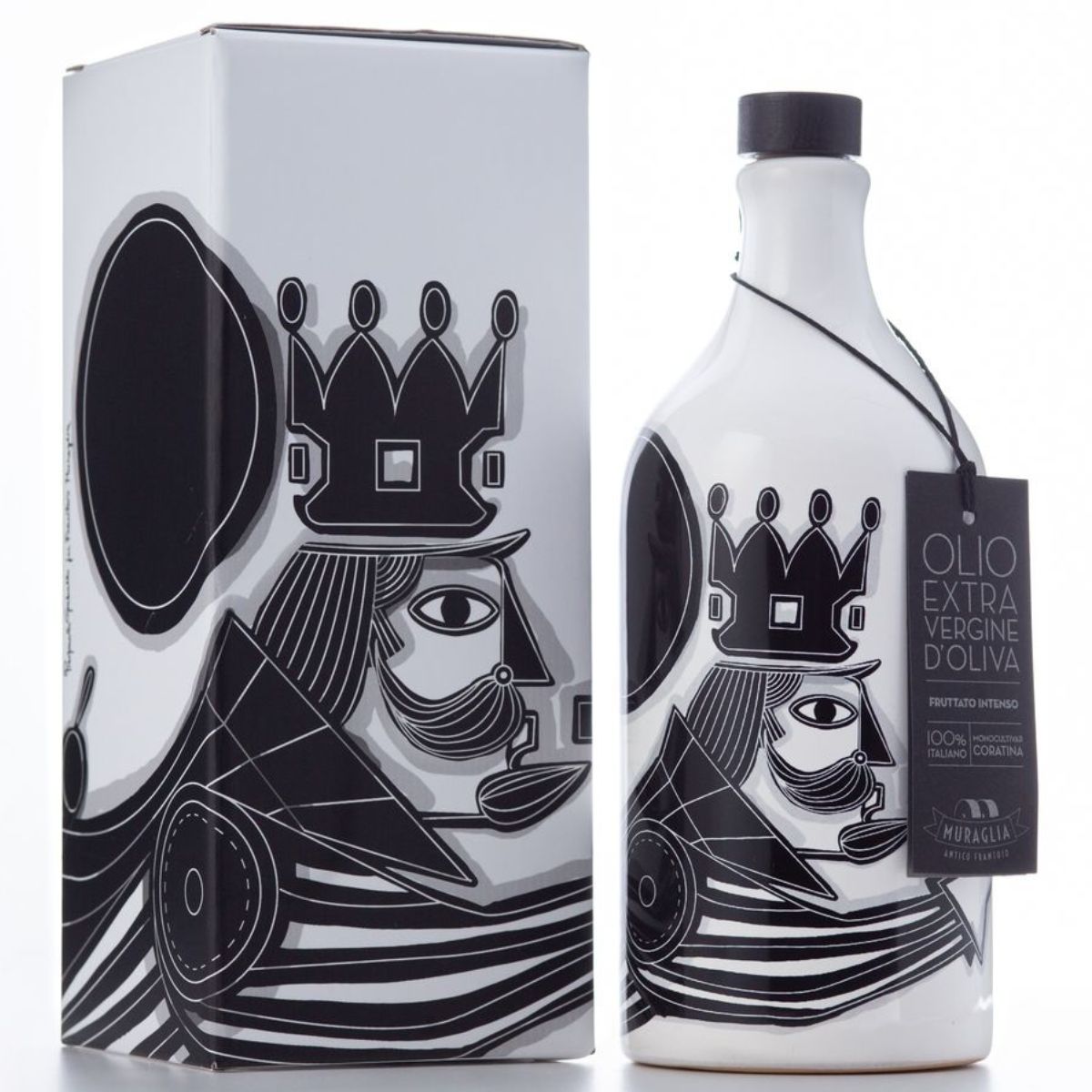 Italiensk extra virgin olivolja i presentförpackning i keramisk "Gaballo King" i flaska "Muraglia INTENSE FRUITY" 500 ml (intensivt fruktig)