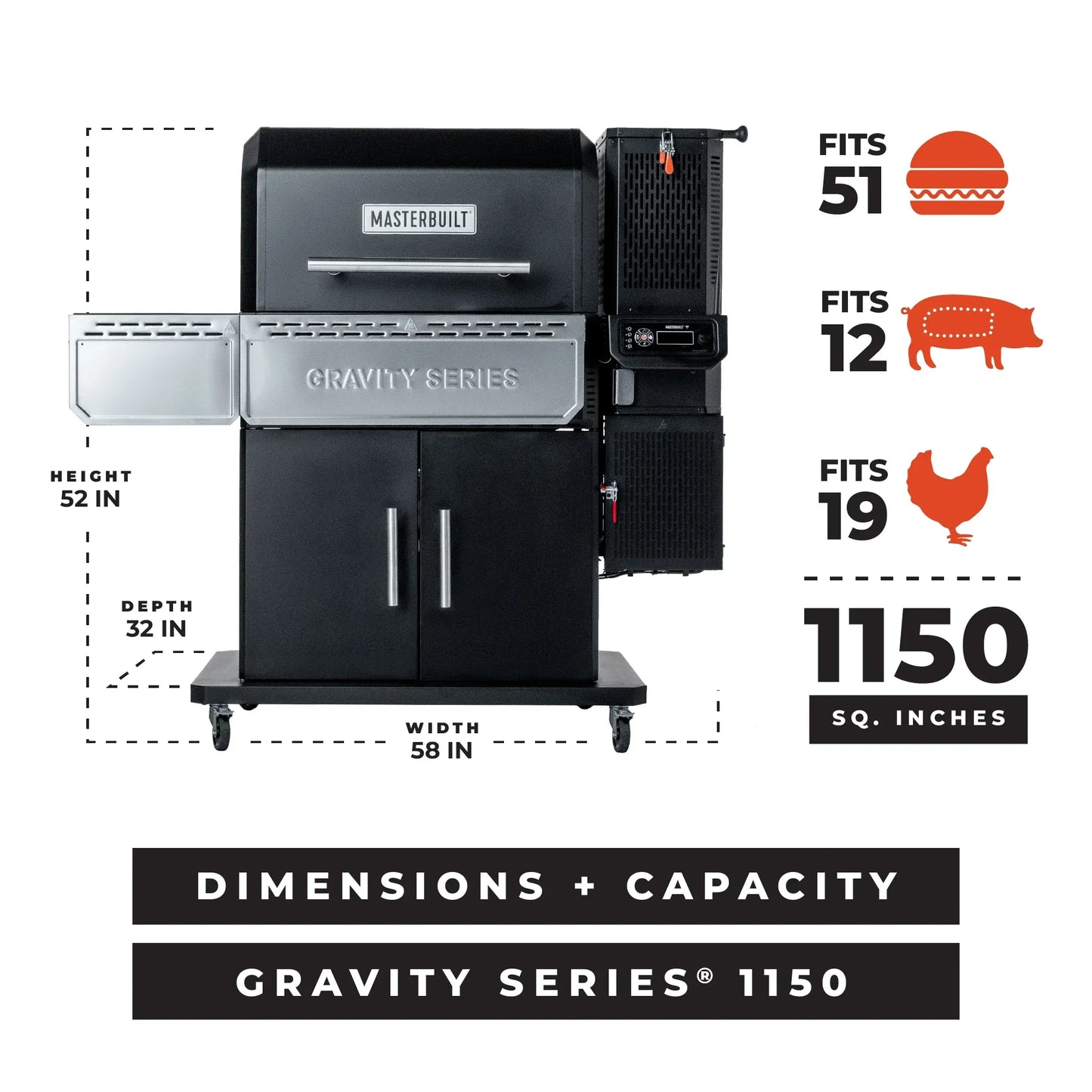 Masterbuilt Gravity Series 1150 digital kolgrill och rök.    (Beställnings vara ca 2-3 vecka)