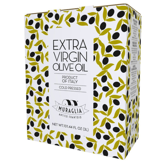Italiensk extra virgin olivolja "Muraglia Pitted" bag-in-box 3 L (pressad utan olivstenar, intensivt fruktig)