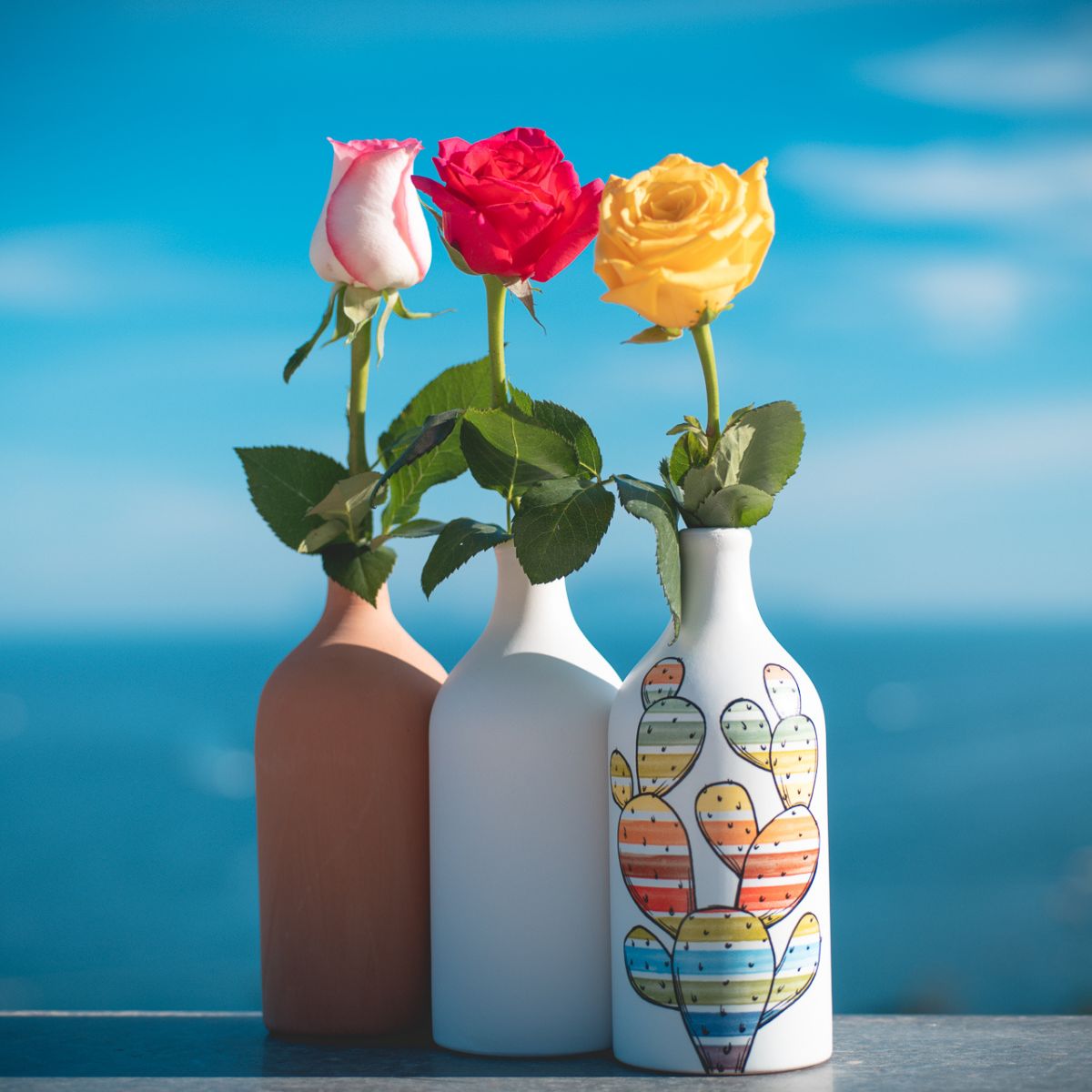Italiensk extra virgin olivolja i en keramisk "Prickly Pear"-flaska "Muraglia MEDIUM FRUITY" 500 ml (medium fruktig)