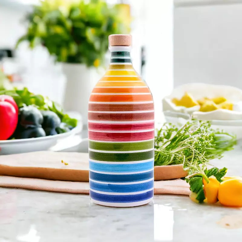 Muraglia Italiensk extra virgin olivolja i en keramisk Rainbow-flaska och presentask 1,5L